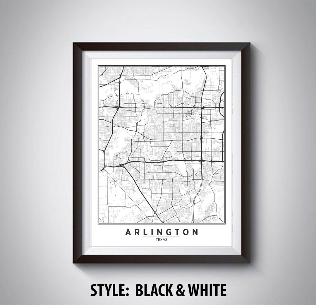 Map of Arlington, TX - Arlington Map - Arlington Poster - Office Décor ...