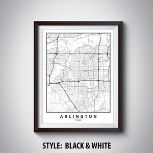 Map of Arlington, TX - Arlington Map - Arlington Poster - Office Décor - Wall Art - Travel Map - Arlington Travel Map