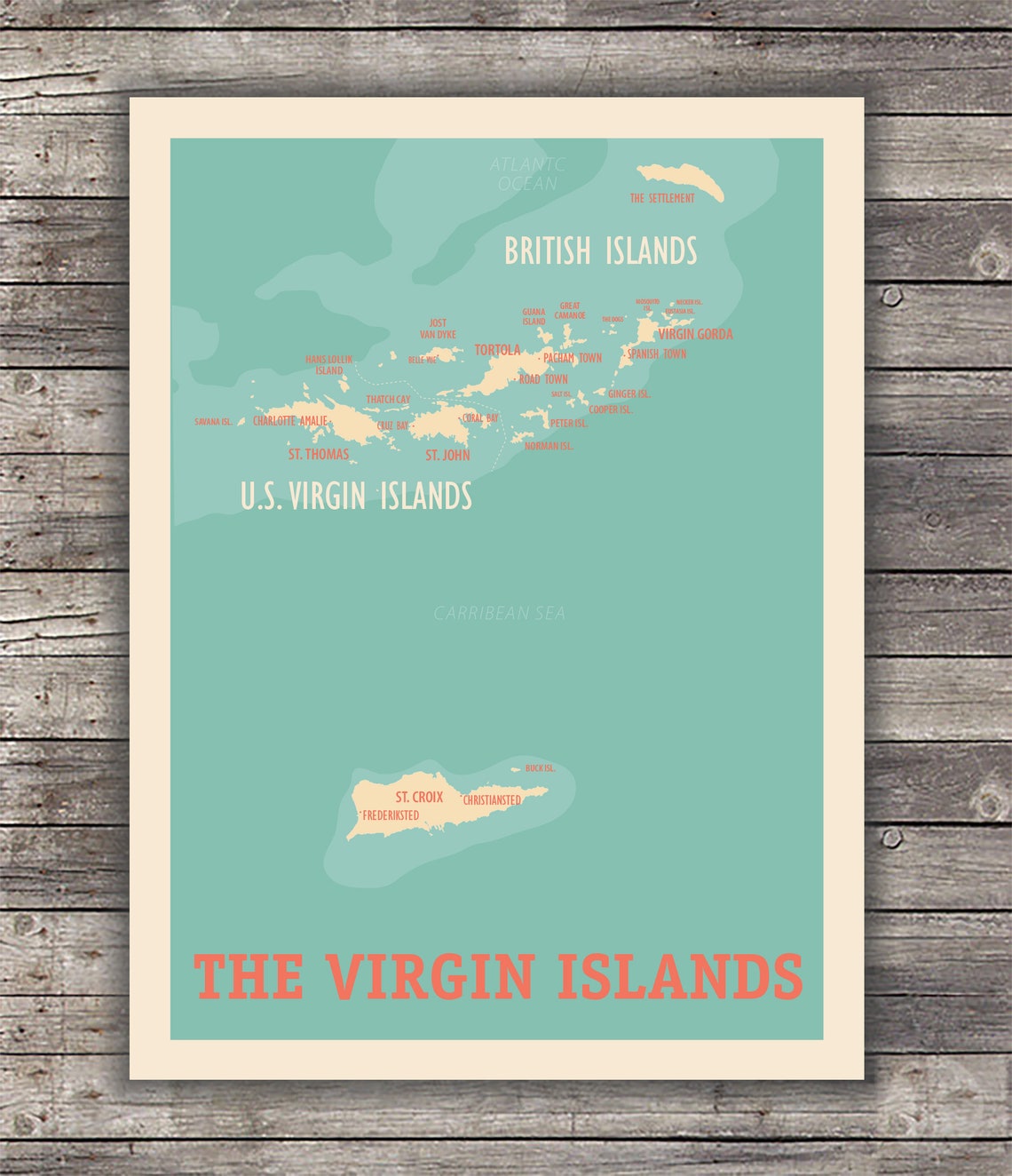 Virgin Islands Map Print | Etsy