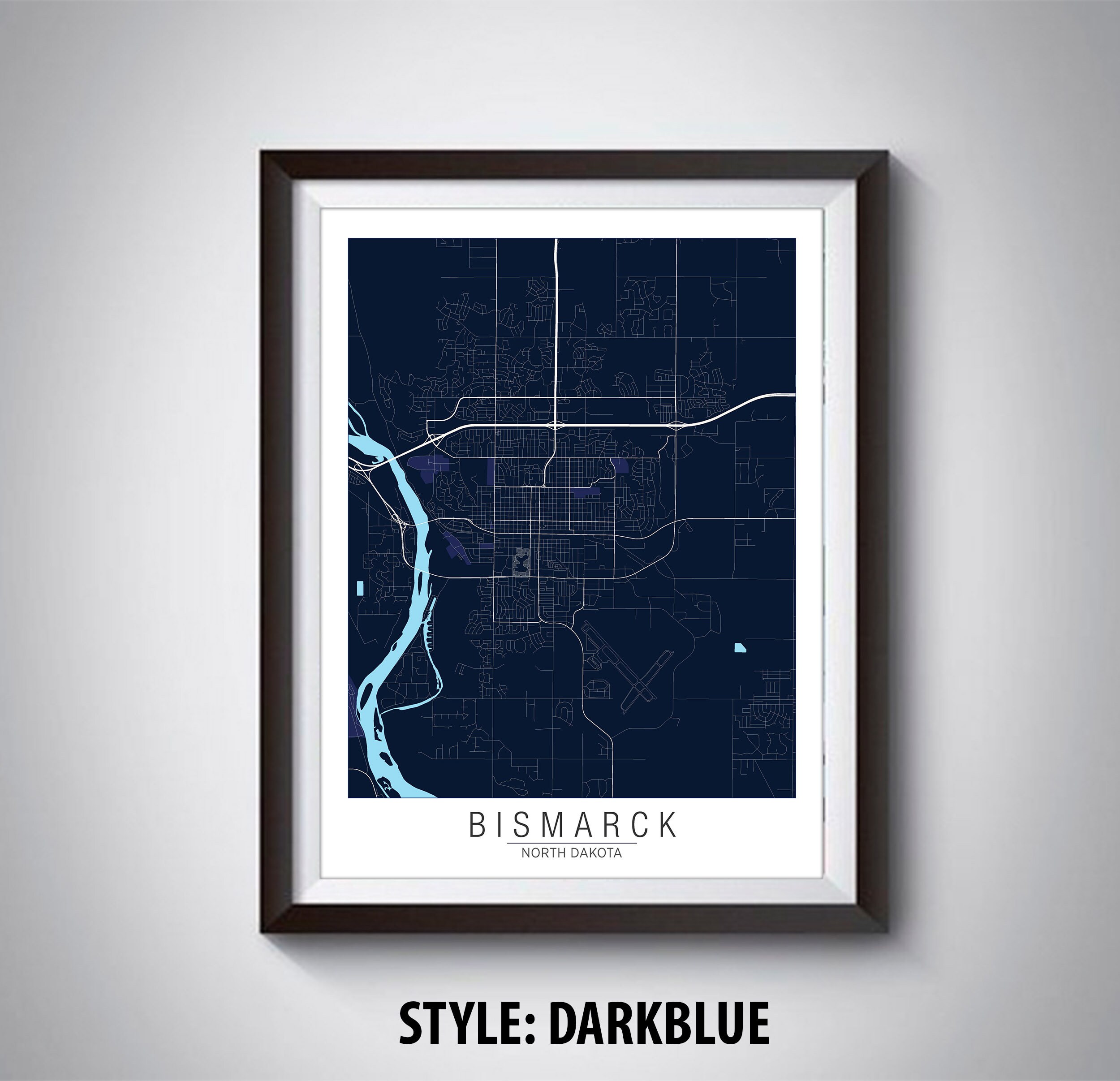 Map of Bismarck ND Bismarck Map Bismarck Poster Office Etsy