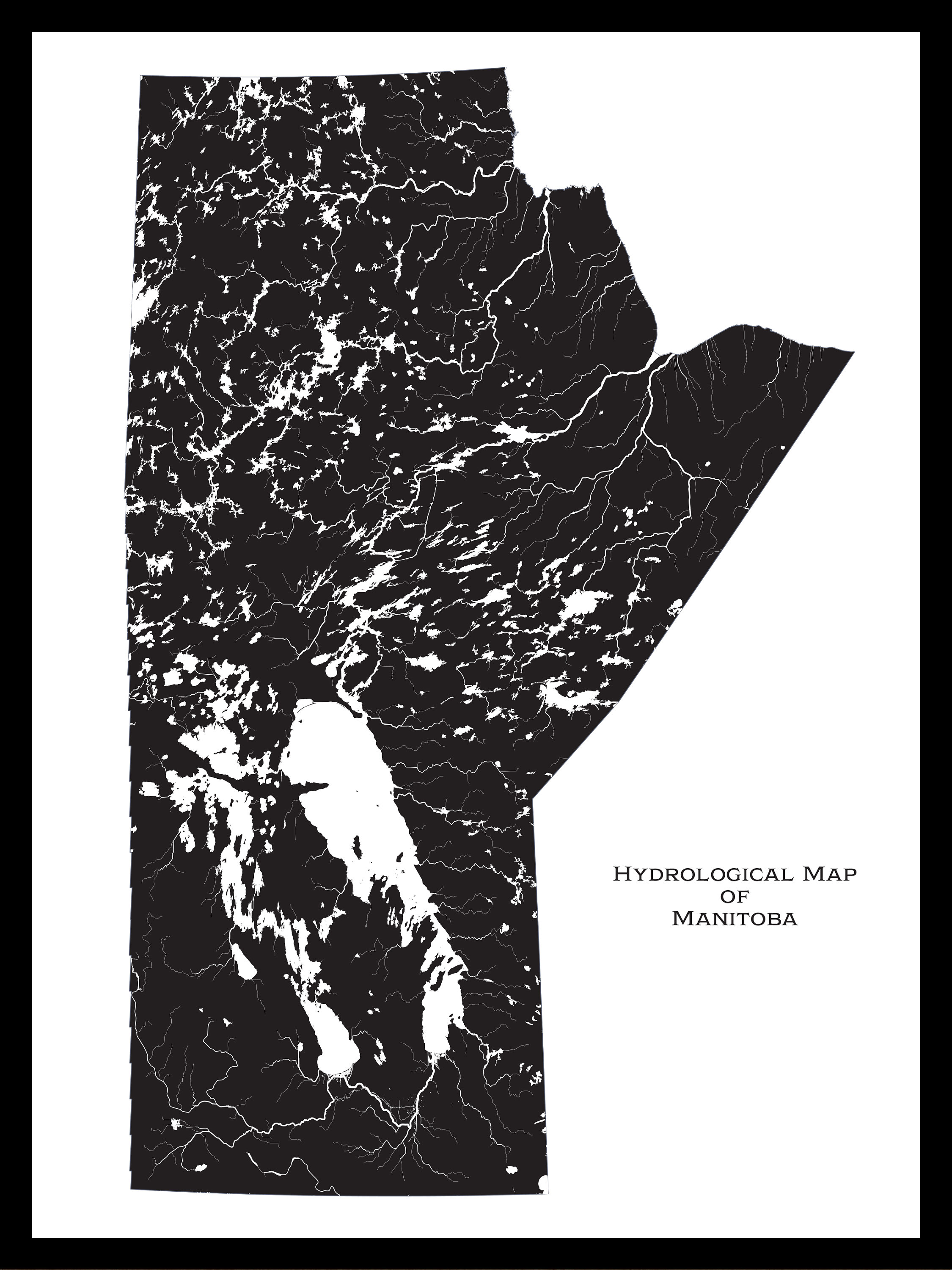 Manitoba Rivers and Lakes Map Poster: Hydrological Art Print - Etsy