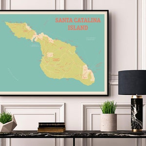 Santa Catalina Island Map Art Print: Framed Wall Decor