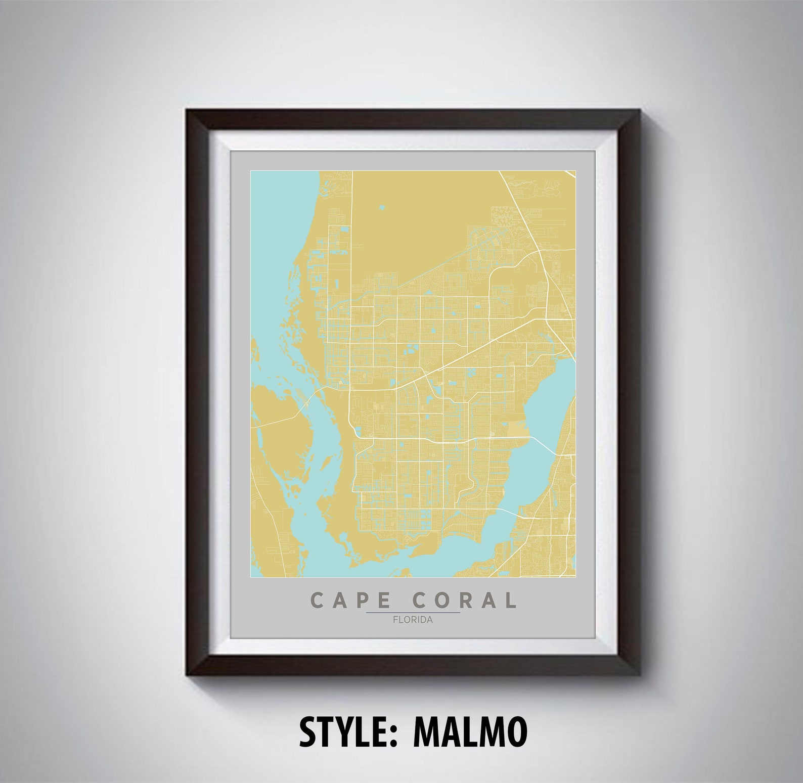 Map of Cape Coral FL Cape Coral Map Cape Coral Poster | Etsy