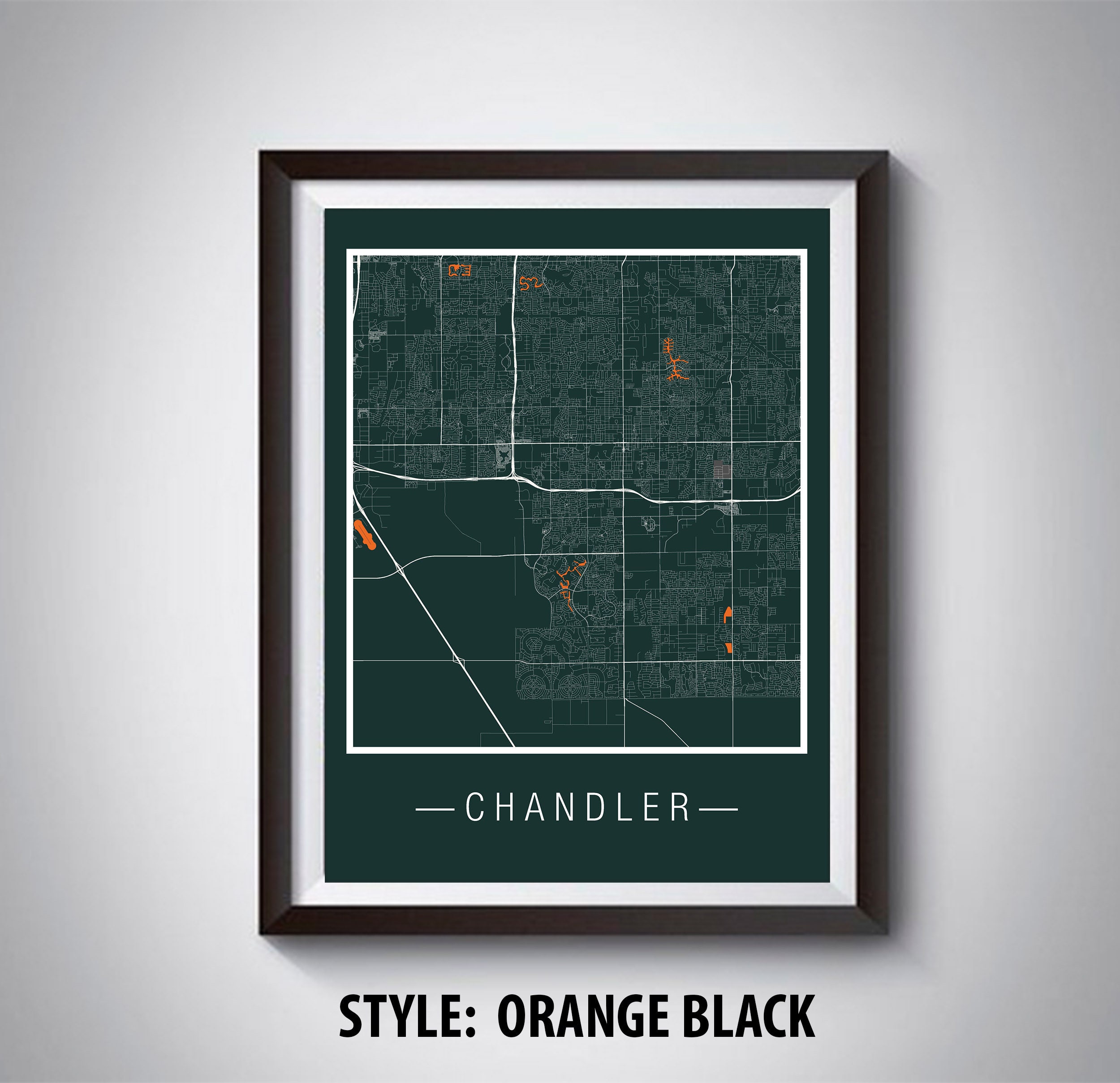 Map of Chandler AZ Chandler Map Chandler Poster Office Etsy