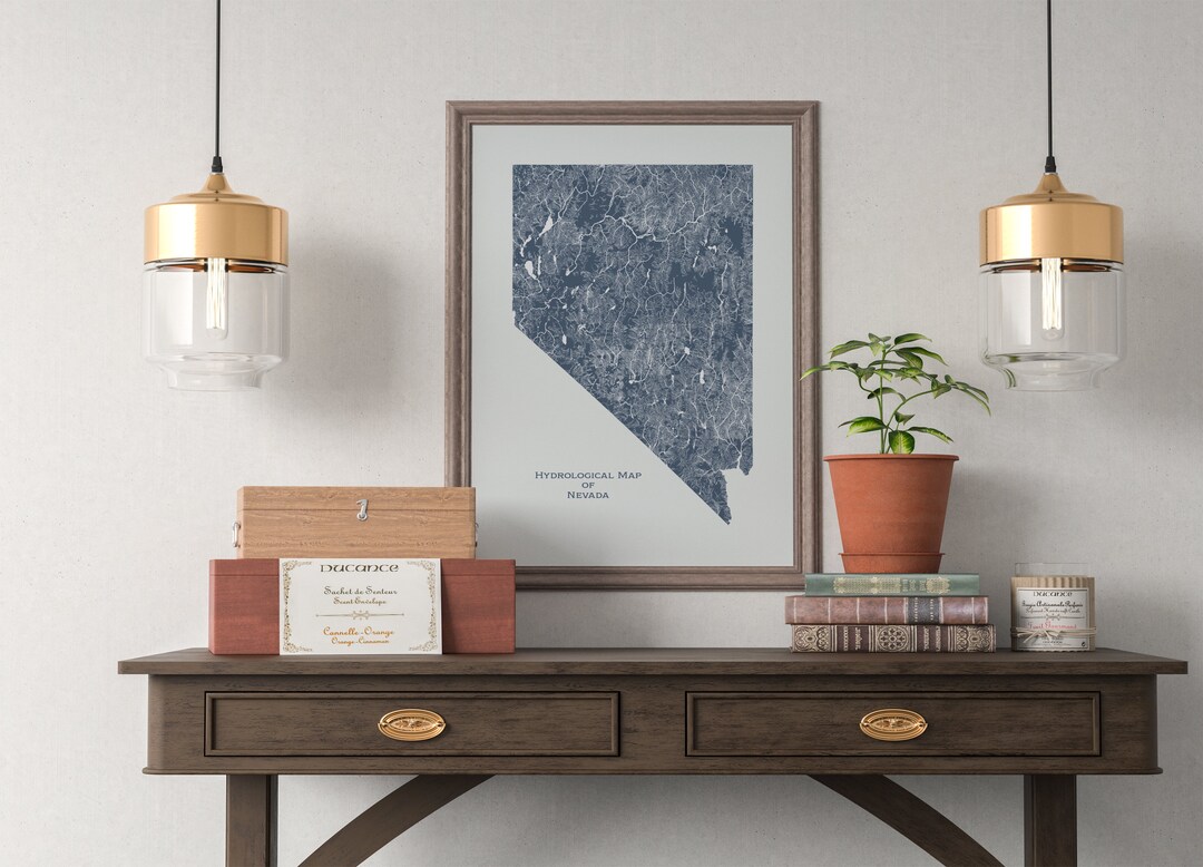 Nevada Rivers and Lakes Hydrological Map Poster - Etsy
