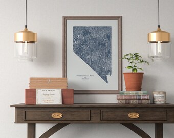 Nevada Rivers and Lakes Hydrological Map Poster