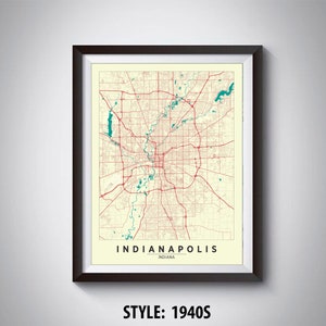 Map of Indianapolis, IN - Indianapolis Map - Indianapolis Poster - Office Décor - Wall Art - Travel Map - Indianapolis Travel Map