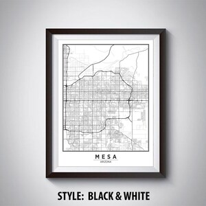 Carte de Mesa, AZ - Mesa Carte - Mesa Poster - Office Décor - Wall Art - Carte de Voyage - Mesa Travel Map