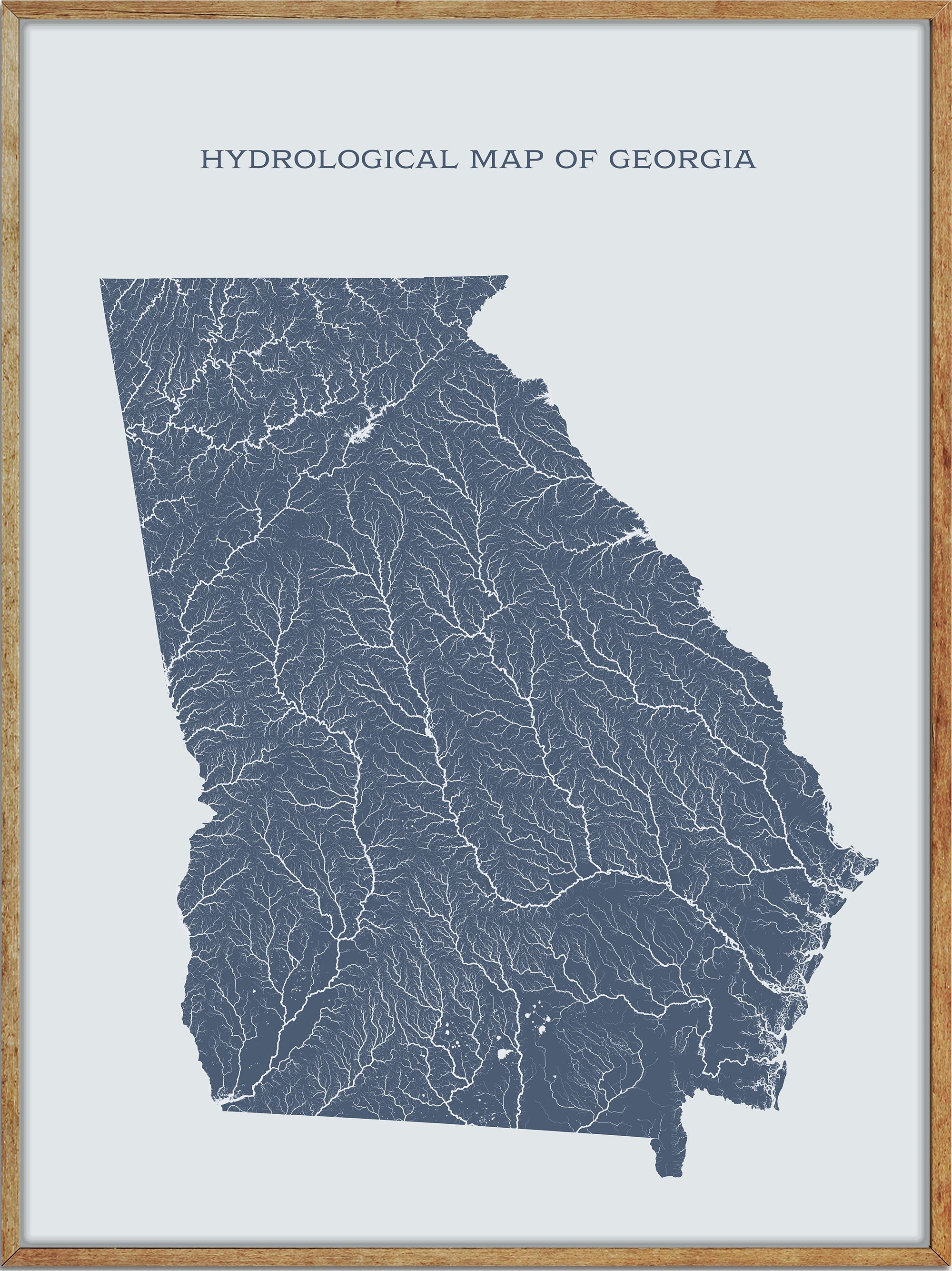 Georgia Rivers and Lakes Map: Hydrological Giclée Poster - Etsy