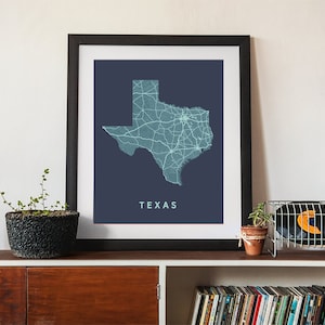 Texas State Map Print - Wall Art - Texas print