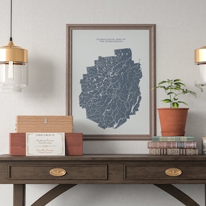 Hydrological Map of the Adirondacks, Rivers and Lakes of Adirondack Park Print