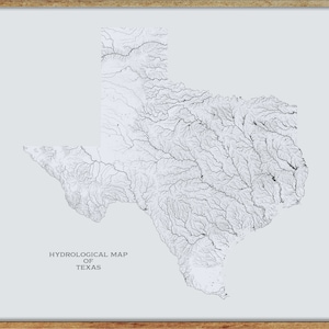 Texas Rivers and Lakes Map: Hydrological Poster - Etsy