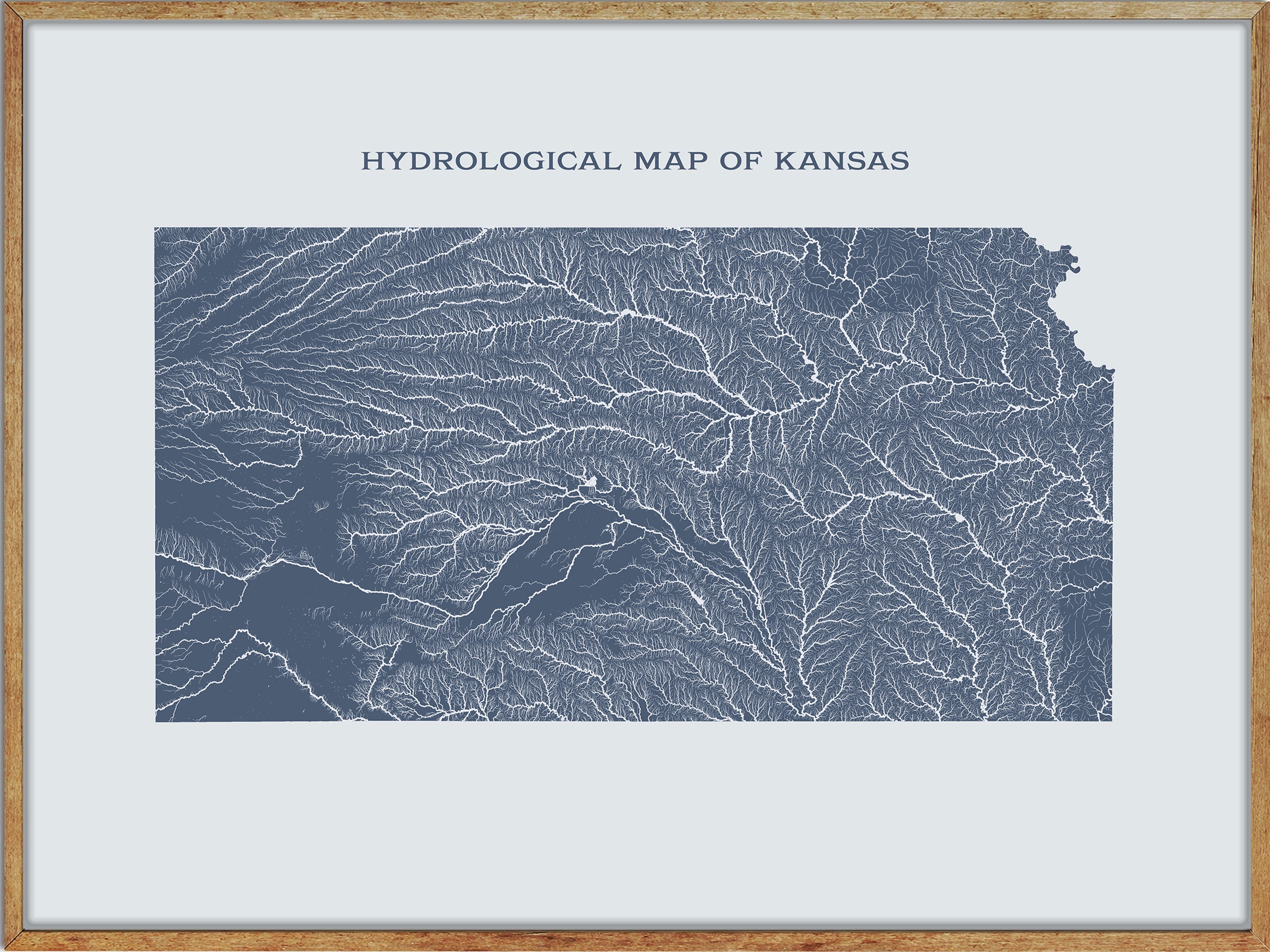 Kansas Rivers and Lakes Map: Hydrological Poster - Etsy
