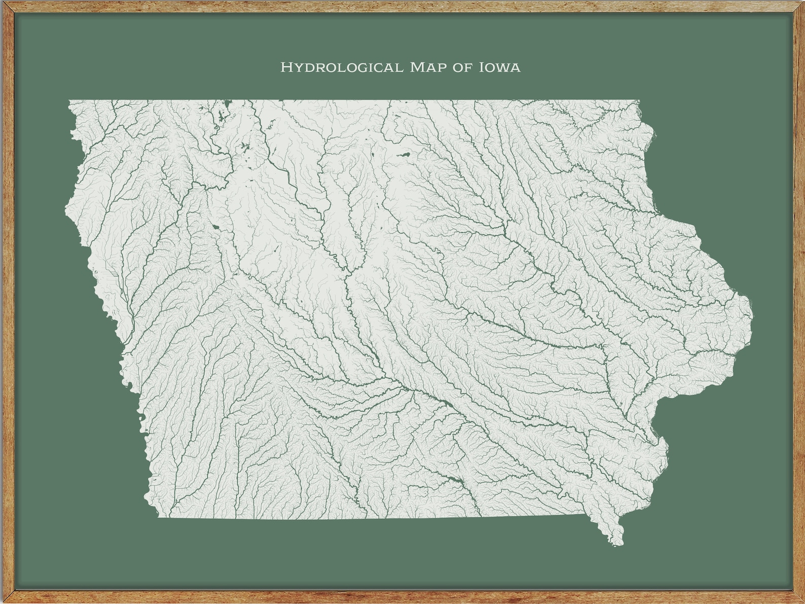 Iowa Hydrological Map of Rivers and Lakes Iowa Rivers Poster  Etsy