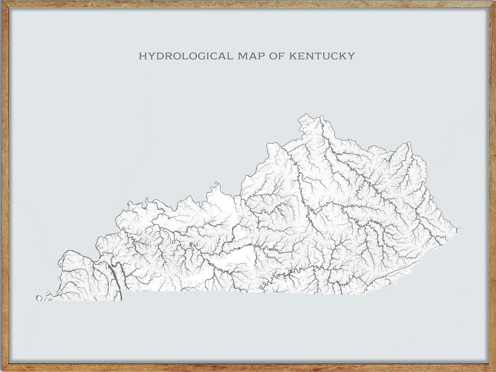 Kentucky Hydrological Map of Rivers and Lakes Kentucky Rivers Etsy