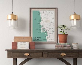 San Diego Coast Map Print: Retro Coastal Poster