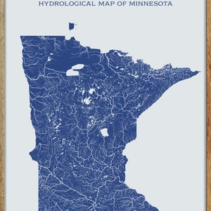 Minnesota Hydrological Map of Rivers and Lakes, Minnesota Rivers Poster ...
