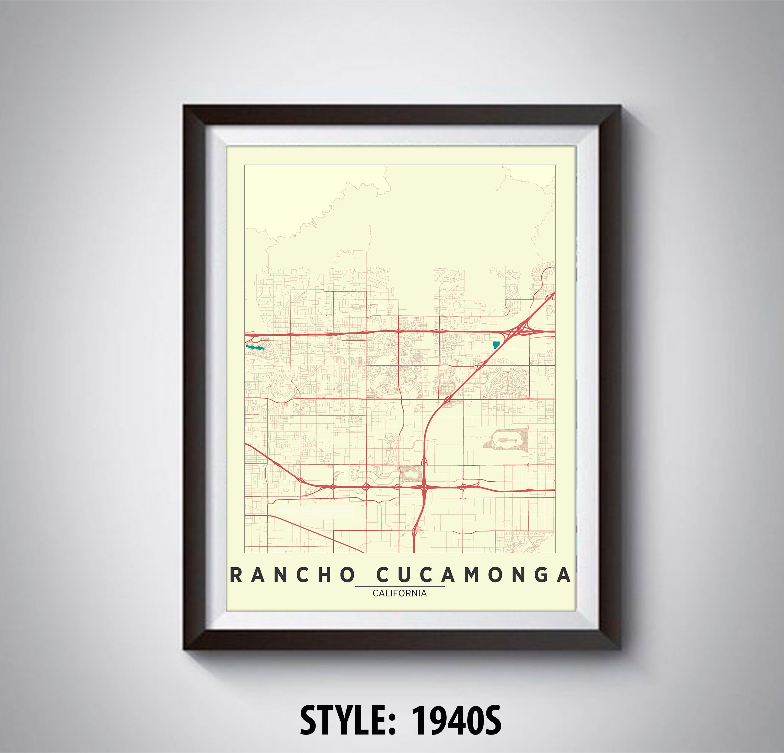 Rancho Cucamonga Map Art Print: California Travel Poster - Etsy, image size:2500x2403