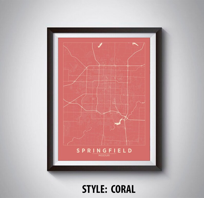 Map of Springfield MO Springfield Map Springfield Poster Etsy
