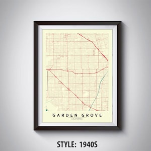 Map of Garden Grove, CA - Garden Grove Map - Garden Grove Poster - Office Décor - Wall Art - Travel Map - Garden Grove Travel Map