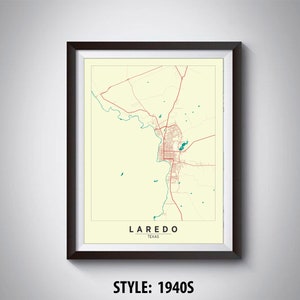 Map of Laredo, TX - Laredo Map - Laredo Poster - Office Décor - Wall Art - Travel Map - Laredo Travel Map