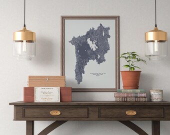 Great Salt Lake Hydrological Map, Rivers and Lakes Poster