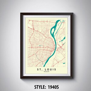 La Carte de St. Louis, MO - St. Louis Carte - St. Louis Affiche - Décoration de bureau - Art mural - Carte de voyage - St. Louis Carte de voyage