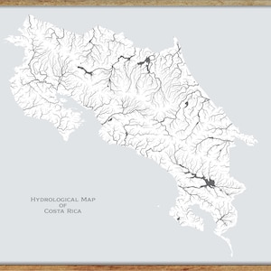 Mapa de ríos y lagos de Costa Rica: Póster hidrológico - Etsy México