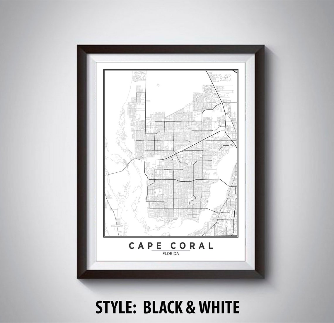 Map of Cape Coral FL Cape Coral Map Cape Coral Poster | Etsy