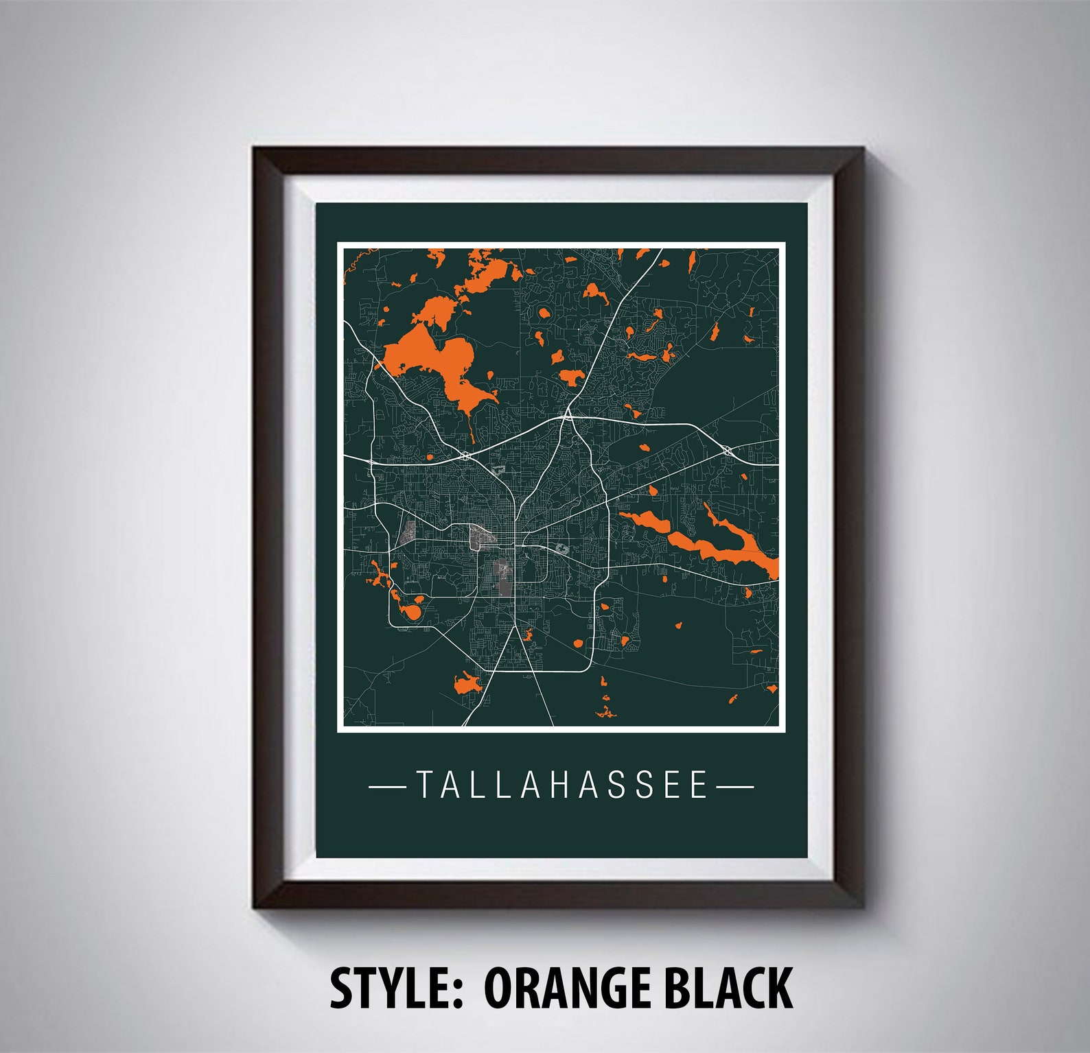 Map of Tallahassee FL Tallahassee Map Tallahassee Poster - Etsy