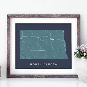 North Dakota State Map Print - Wall Art - North Dakota print