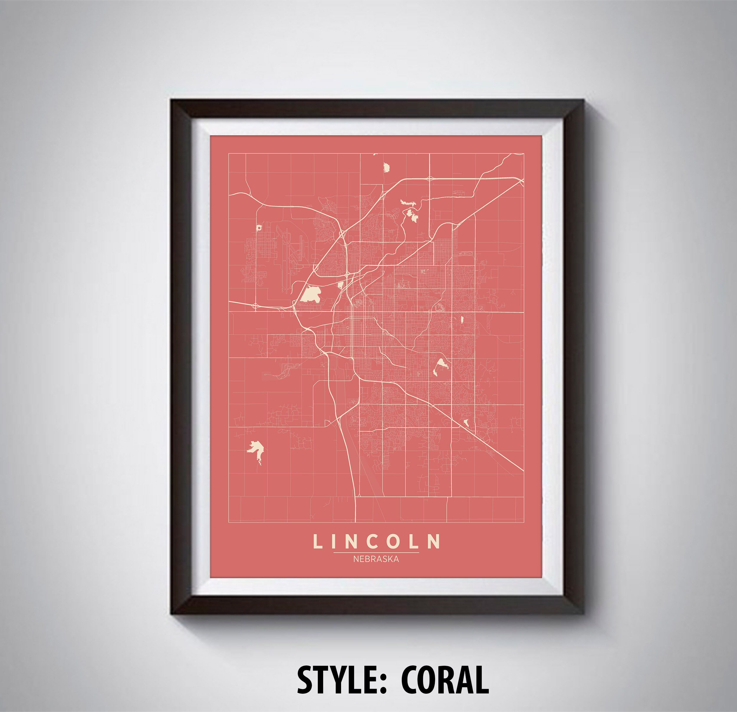 Map of Lincoln NE Lincoln Map Lincoln Poster Office | Etsy