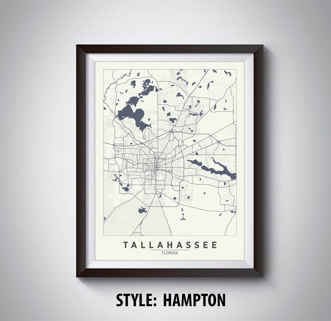 Map of Tallahassee FL Tallahassee Map Tallahassee Poster - Etsy