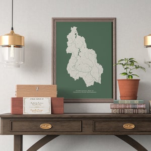 Deerfield River Watershed Hydrological Map of Rivers and Lakes, Deerfield River Poster Map