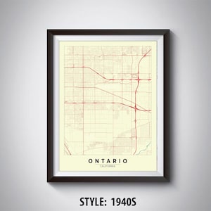 Map of Ontario, CA - Ontario Map - Ontario Poster - Office Décor - Wall Art - Travel Map - Ontario Travel Map