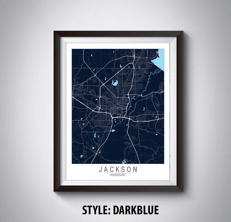 Map of Jackson MS Jackson Map Jackson Poster Office - Etsy