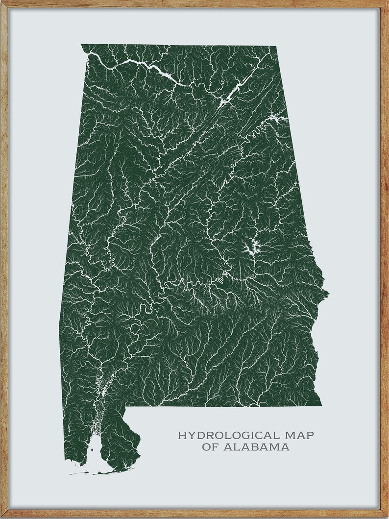 Alabama Hydrological Map Of Rivers And Lakes Alabama Rivers Etsy Il 794xN.2253417108 Gy27 