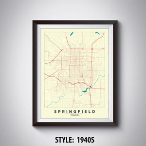 La carte de Springfield, MO - Carte de Springfield - Affiche de Springfield - Décoration de bureau - Art mural - Carte de voyage - Carte de voyage Springfield