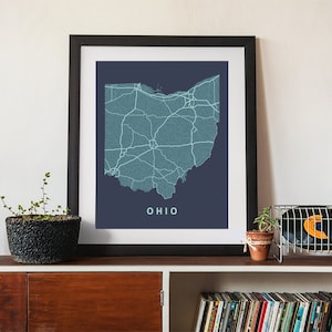 Ohio State Map Print - Art mural - Ohio print