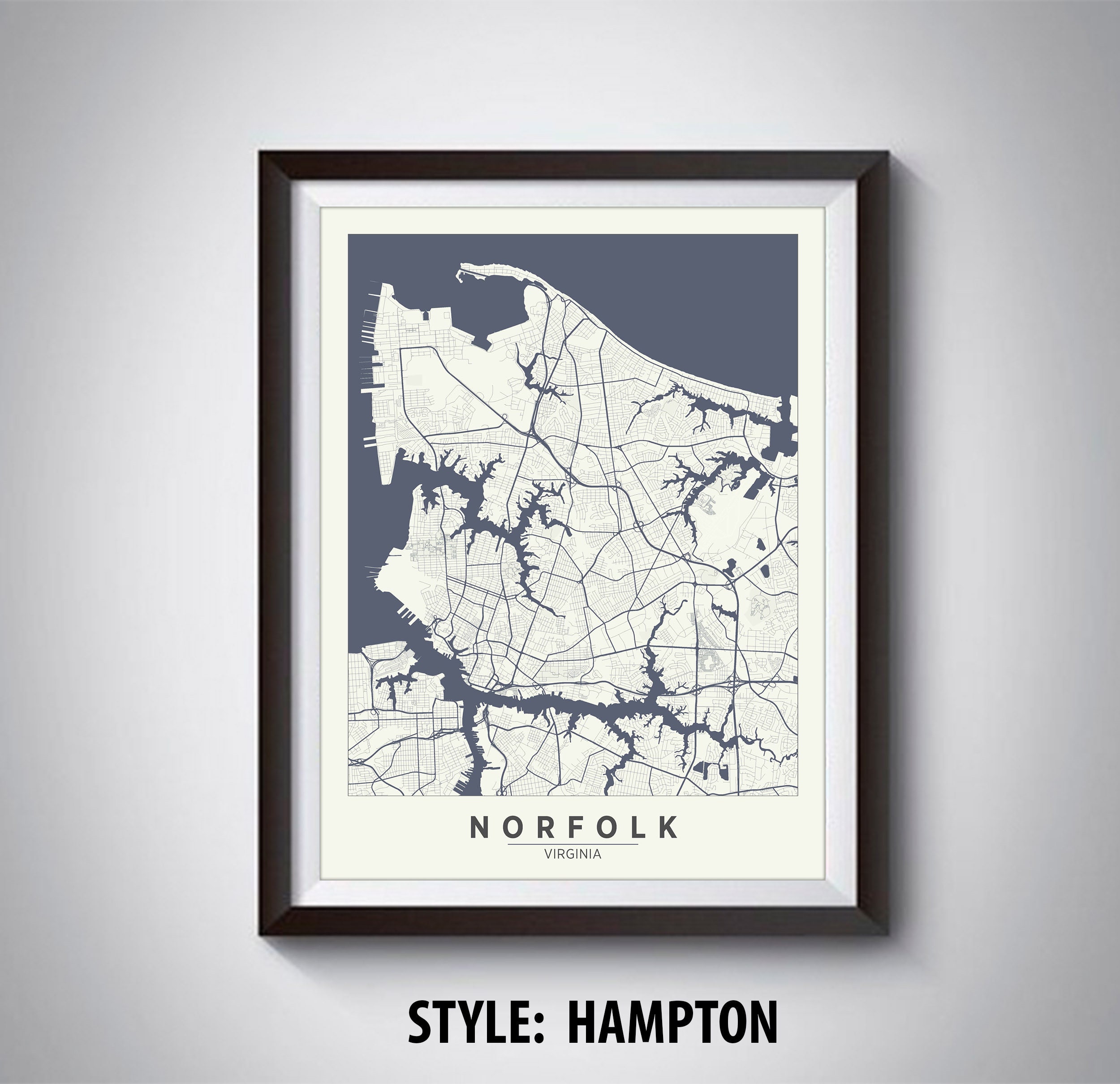 Map of Norfolk VA Norfolk Map Norfolk Poster Office - Etsy