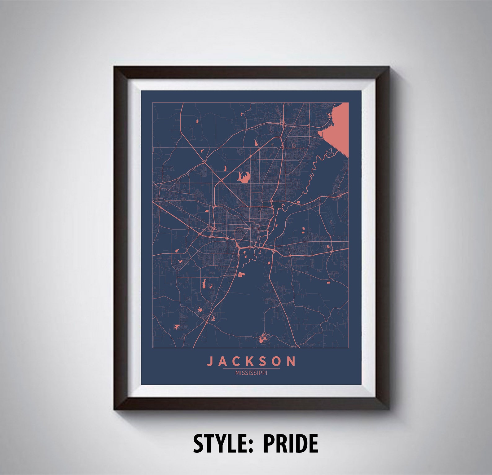 Map of Jackson MS Jackson Map Jackson Poster Office - Etsy