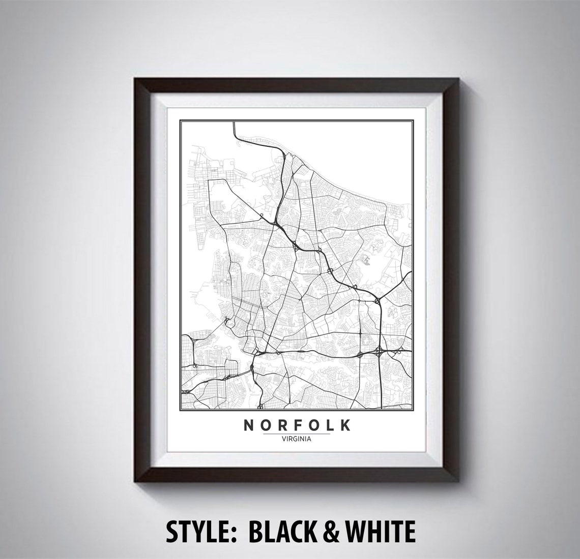 Map of Norfolk VA Norfolk Map Norfolk Poster Office - Etsy