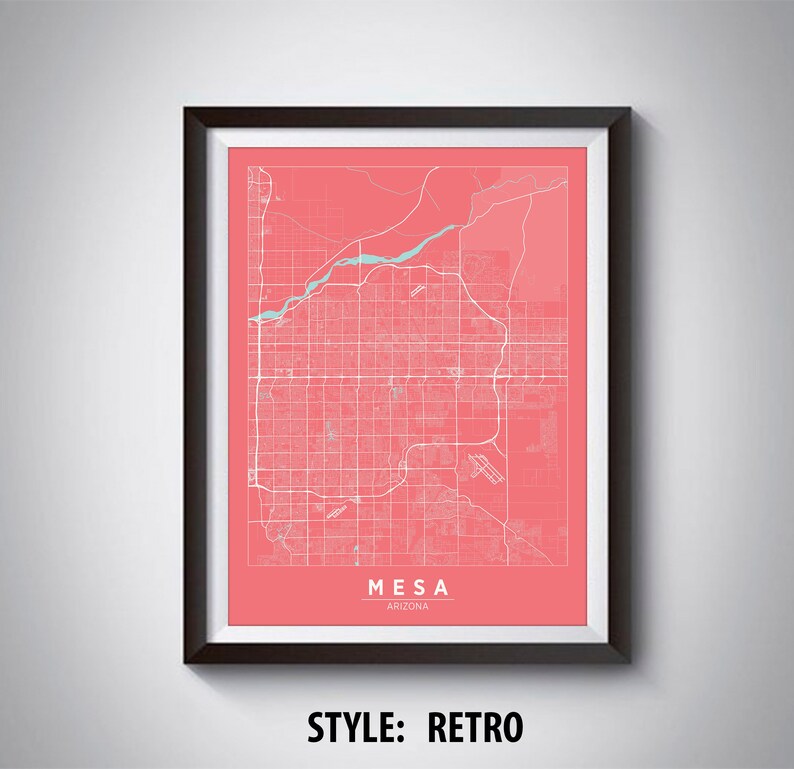 Map of Mesa AZ Mesa Map Mesa Poster Office Décor Wall Etsy