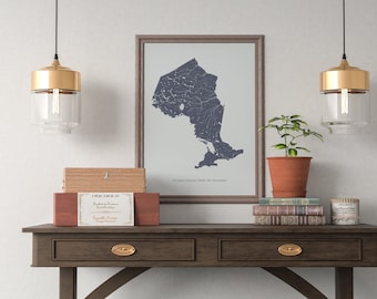 Ontario Rivers and Lakes Hydrological Map Poster