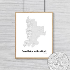 Carte des lignes de crête du parc national de Grand Teton - Contours géographiques Impression des crêtes et des sommets