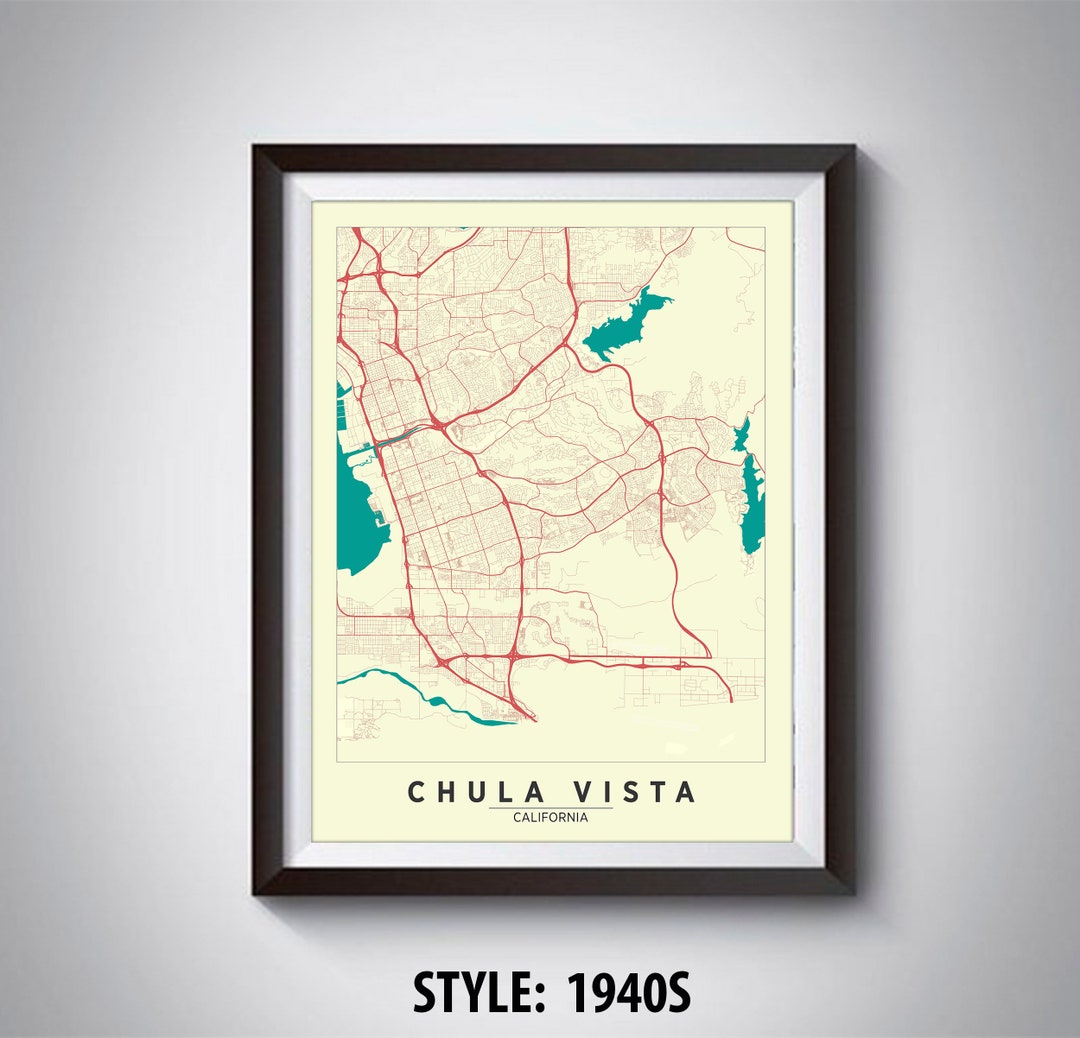 Map of Chula Vista CA Chula Vista Map Chula Vista Poster - Etsy