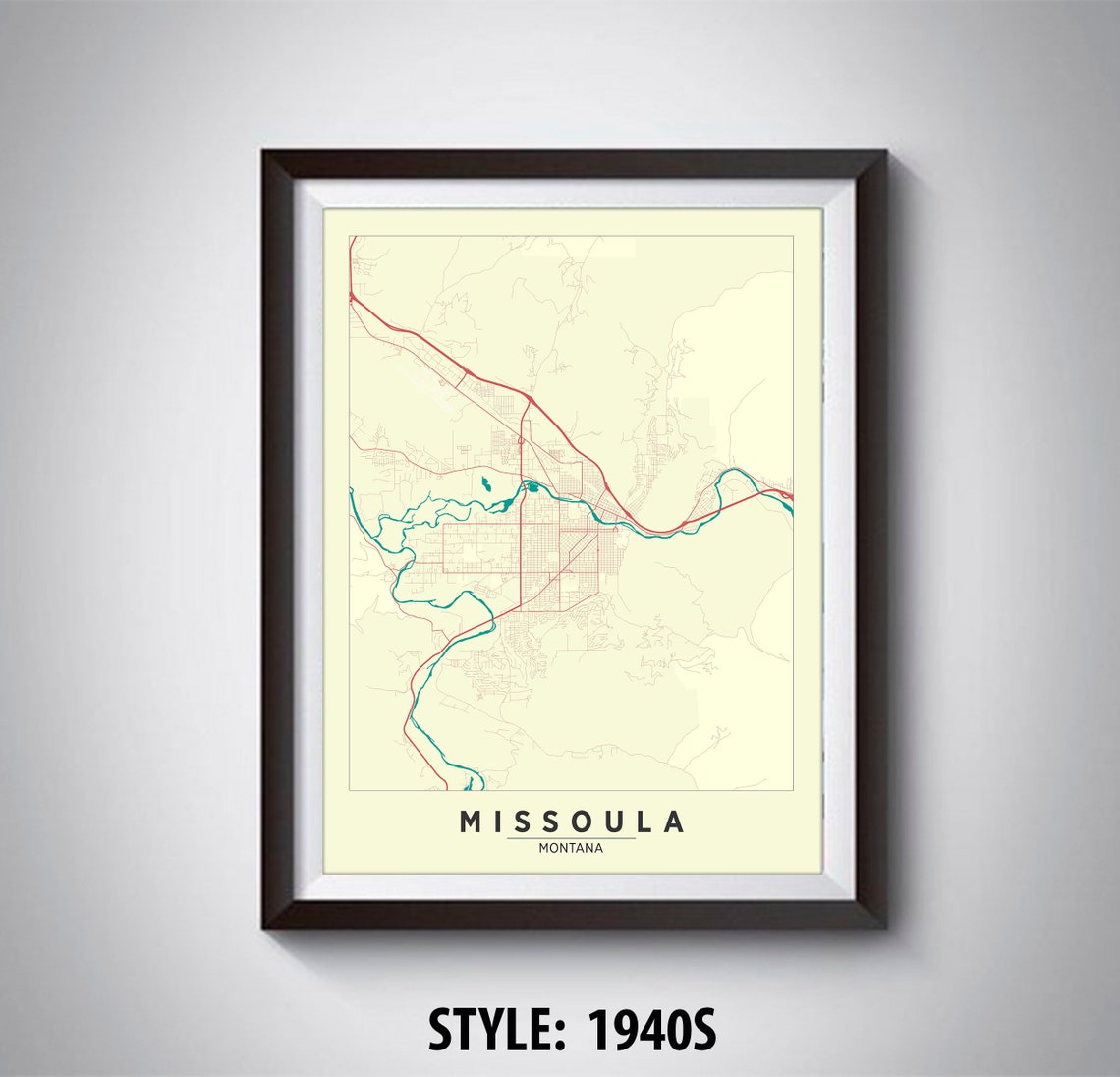 Map of Missoula MT Missoula Map Missoula Poster Office | Etsy