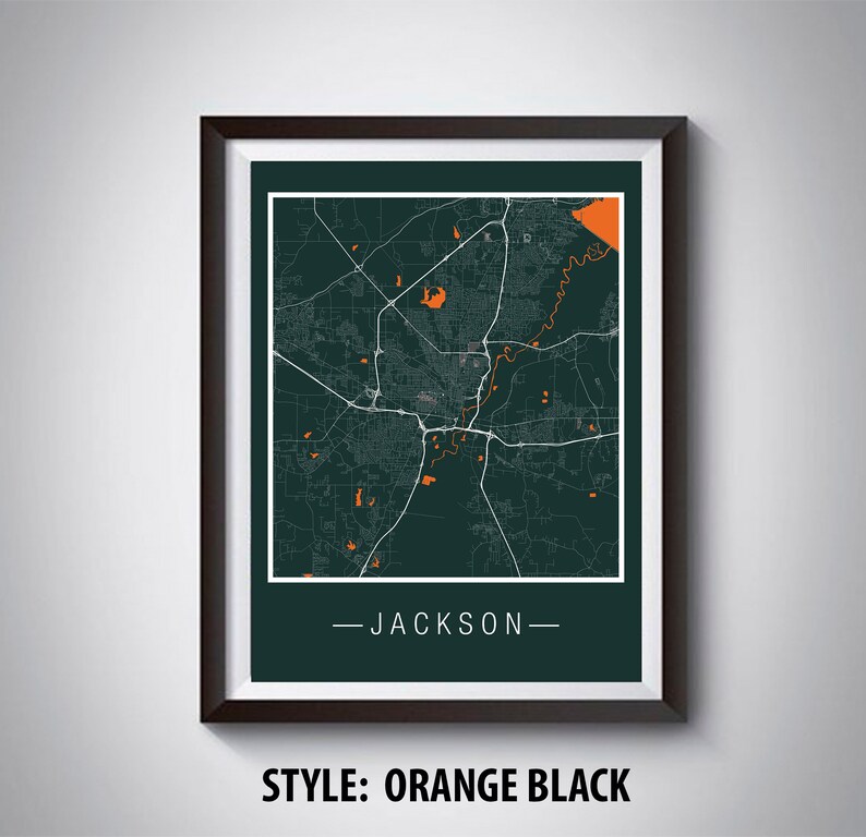 Map of Jackson MS Jackson Map Jackson Poster Office  Etsy