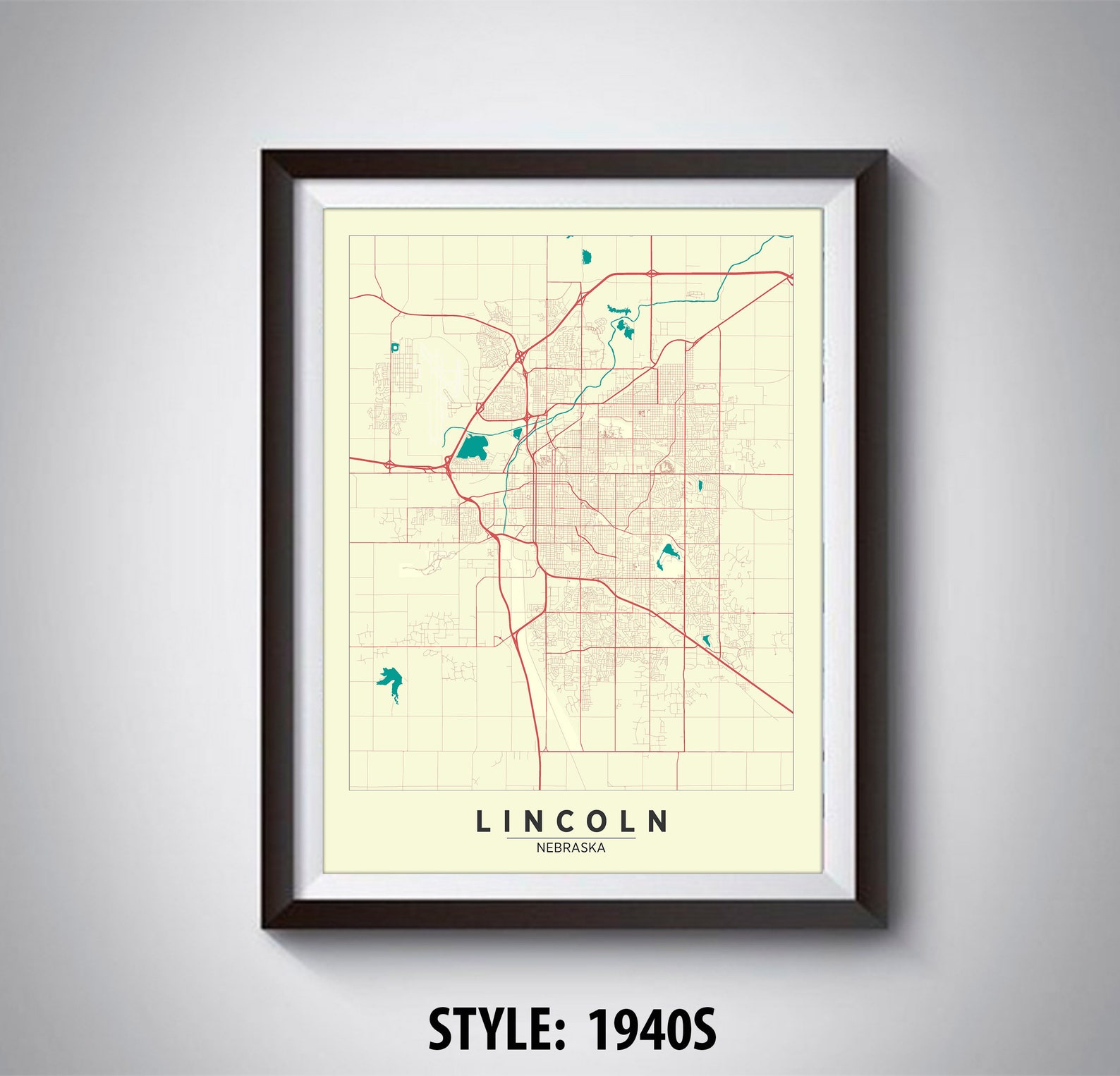 Map of Lincoln NE Lincoln Map Lincoln Poster Office | Etsy