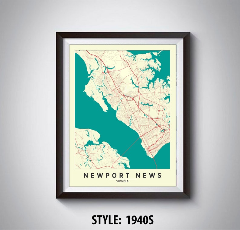 Buy Map of Newport News VA Newport News Map Newport News Online in